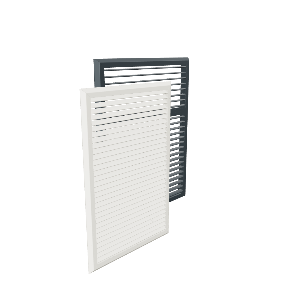 Lamella in RAL9001 Crèmewit 30mm en RAL7016 Antracietgrijs 40mm met tussenstijl 