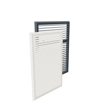 Lamella in RAL9001 Crèmewit 30mm en RAL7016 Antracietgrijs 40mm met tussenstijl 